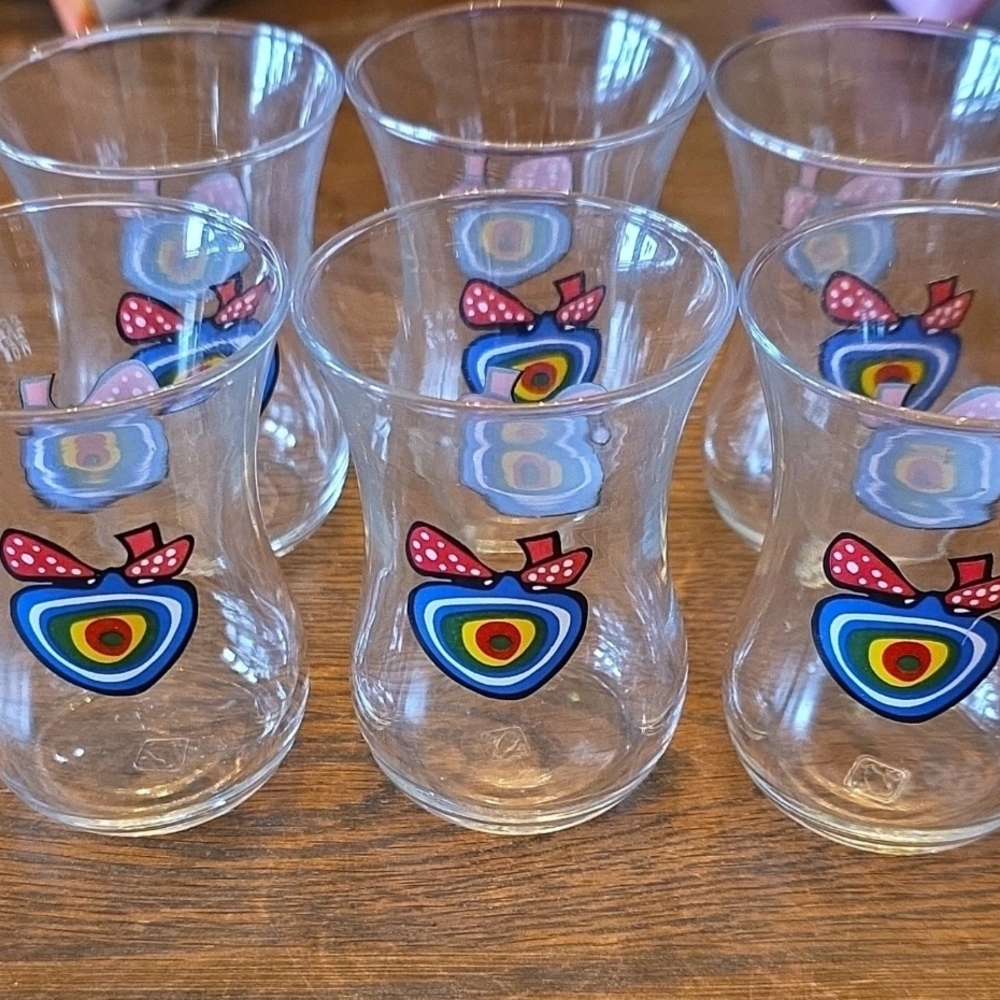Turkish Tea Glass Set Of 6- Fashion Forward Evil Eye Design.